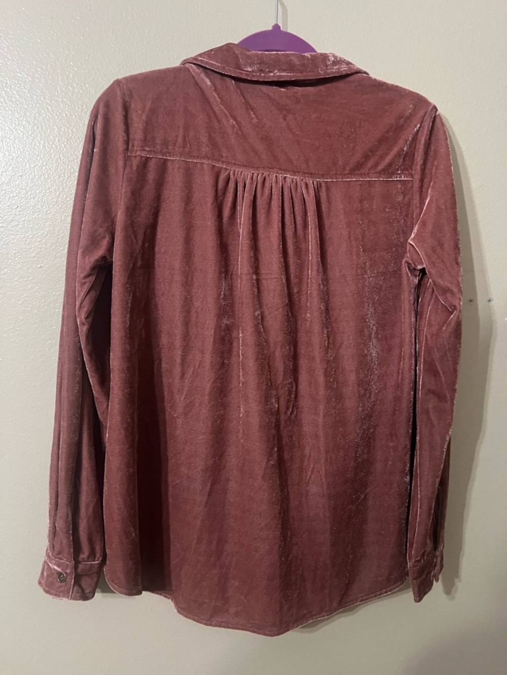 Umgee Dusty Rose Velvet Button-Up Long Sleeve - Picture 5 of 6